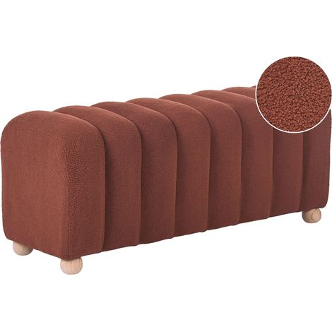 Pouf a costecon rivestimento in bouclé gambe in legno marrone dorato Idyllwild