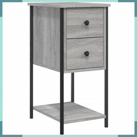 Tables de chevet - Modèle 826100 - Sonoma gris - 32 x 42 x 70 cm - Bois d'ingénierie & fer (1/5)