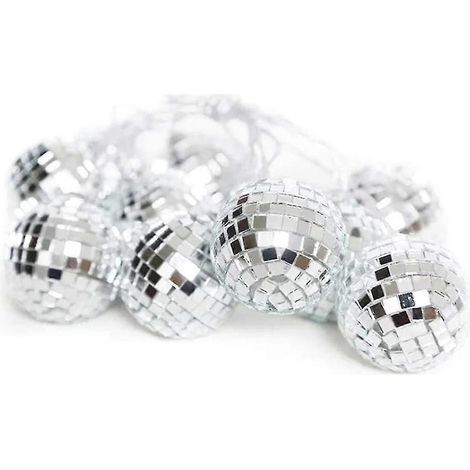 Guirlande lumineuse LED 3 m, 20 boules à facettes, blanc chaud, idéale pour la décoration intérieure et extérieure (mariage, fête, Halloween, Noël). (1/4)