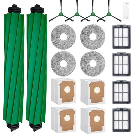 HIYOUNG Pièces de rechange compatibles avec iRobot Roomba Plus 505/405 Combo, 2 brosses principales, 4 filtres, 4 lingettes, 4 brosses latérales, 4 sacs à poussière (1/5)