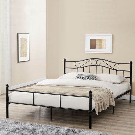 Metallbett Florenz 140x200 cm Schwarz [en.casa] (1/5)