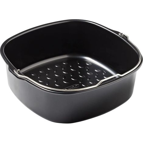 PYREX, Airfryer Metal, piatto da forno rotondo, 22 x 21 x 7,5 cm, cestino cottura con manico, acciaio al carbonio antiaderente, cottura omogenea, compatibile forno, congelatore e lavastoviglie (1/5)