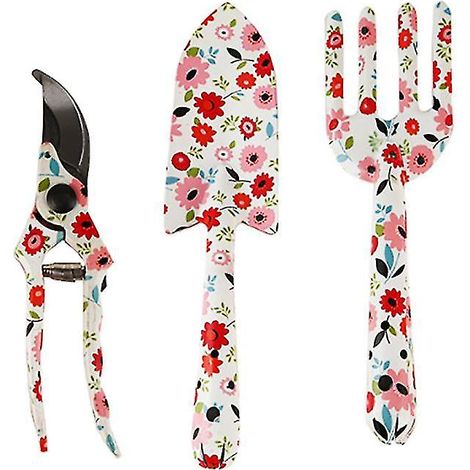 Ensemble d'outils de jardin, 3 pièces : truelle, pelle à rempoter, sécateur. Cadeau idéal pour les jardiniers (20 + 26 + 29,5 cm). (1/5)