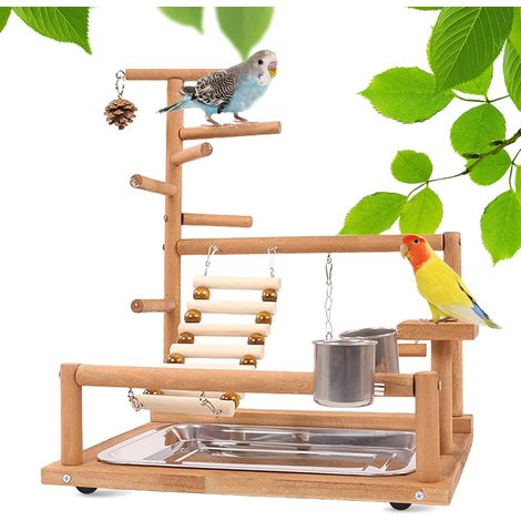 Aire De Jeux pour Oiseaux, Jouets pour Oiseaux, Aire De Jeux Perroquet, Terrain De Jeu pour Perroquet avec Gobelet d'alimentation Balançoire Échelle Plateau pour Perruches, Calopsittes 37x26x44CM (1/5)