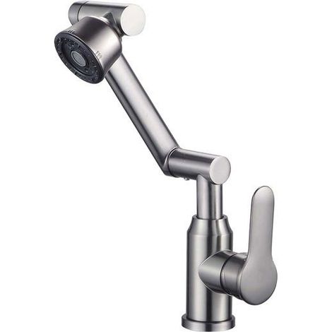 Robinet - AVIZAR - Bras articulé - Tête pivotante - Finition acier brossé - Monotrou