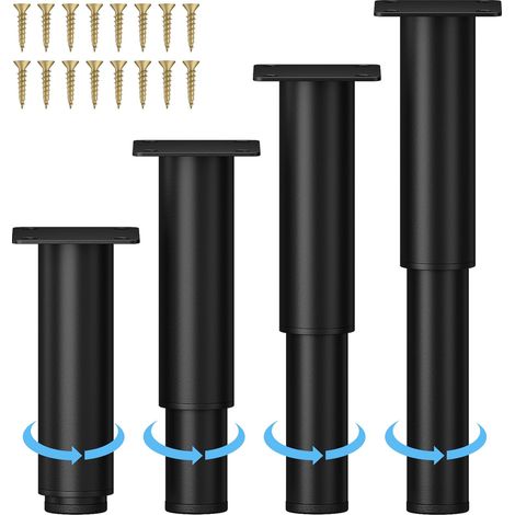 Höhenverstellbare Möbelfüße aus Metall, 13–24 cm (5,12–9,45 Zoll), Wlrrcwdttc Sofa- und Schrankbeine, verstellbare Ersatzbeine für Bett, Sofa, Kommode, Stuhl und Couchtisch, 4er-Set Möbelbeine – Schwa (1/5)