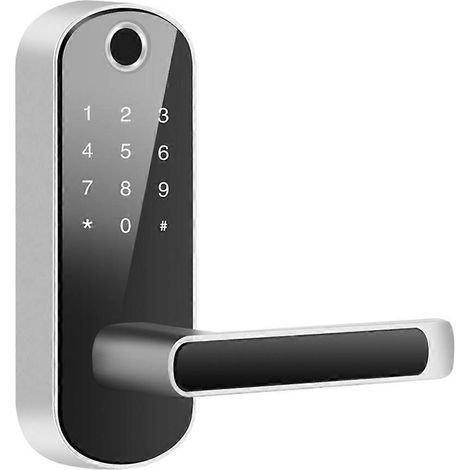 Serrure de porte intelligente à empreinte digitale, commande à distance via application, serrure numérique sans clé WiFi à écran tactile, NFC, étanche 67, argent. (1/5)
