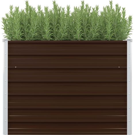 Jardinière de jardin - Balconnière à fleurs Lit surélevé Marron 100x100x77 cm Acier galvanisé BV128240 - BonneVie (1/5)