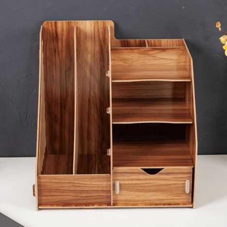 Boîte de rangement bureau DIY créative en multicouche,organiseur classement sans peinture écologique,plateau étude 28x26x30 cm (1/2)