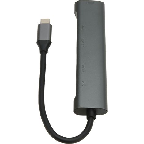 Hub USB-C 5 en 1, adaptateur multiport USB-C vers jack 3,5 mm pour la maison, le bureau, les loisirs et les voyages d'affaires. (1/5)
