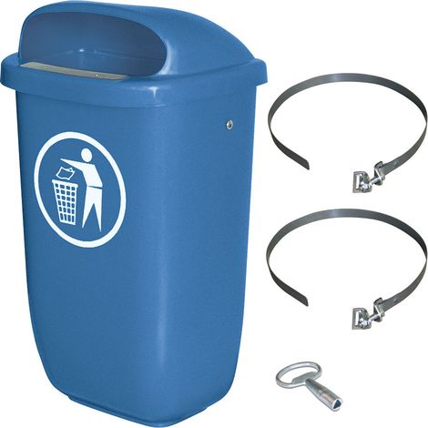 BRB Poubelle d'extérieur - Capacité : 50 litres - Conforme à la norme DIN 30713 - En kit complet avec ruban de serrage pour fixation sur piquet