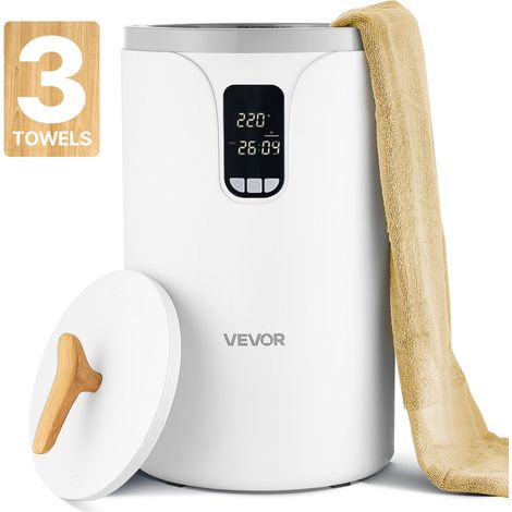 Chauffe Serviettes 20 L, Seau Sèche-serviettes pour Salle de Bain Spa, avec Écran LED, Réglage de la Température, Minuterie et Verrou de Sécurité, pour Couvertures Peignoirs, Maison, Blanc (1/5)