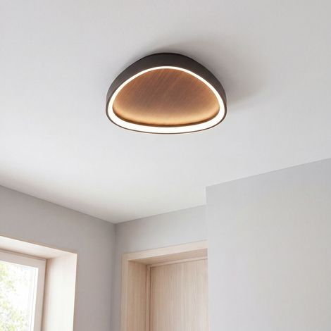 LED Deckenleuchte Holz Farbwechsel Warmweiß-kaltweiß Dimmer über Wandschalter B: 65 cm Deckenlampe