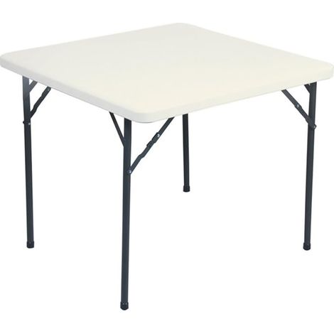 Table carrée pliante, 86 x 86 x 74 cm, polyéthylène, blanc
