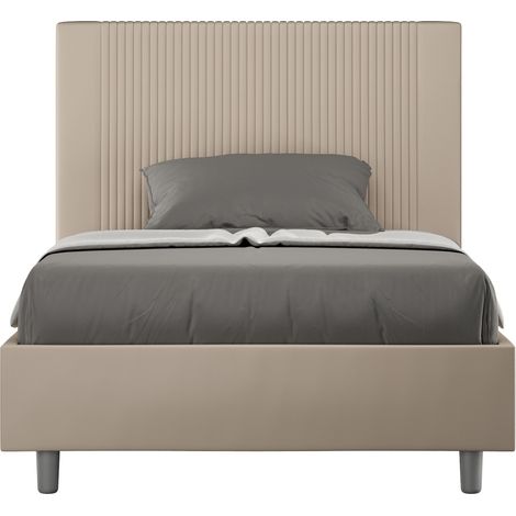 Letto una piazza e mezza senza rete imbottito 120x200 similpelle tortora Antea Large (1/4)