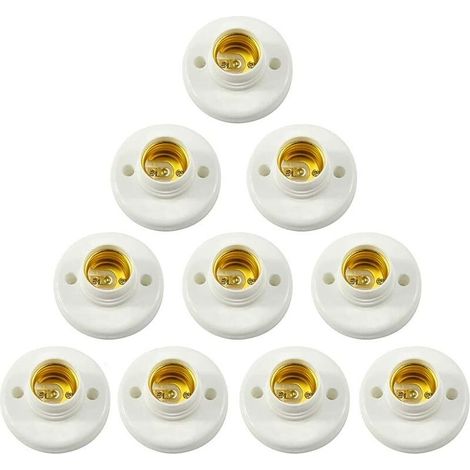 LaBlanc – 10 Stück E27 Lampenfassung, Schraubsockel, Kunststoff, Wandmontage, LED-Lampensockel-Konverter-Adapter für E27-Lampen, runde Kunststoff-Schraubsockel für Lampenfassung (1/5)