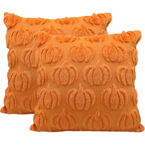 (Lot de 2,Orange) Housses de Coussin Citrouille 40x40 cm, Housses décoratives Automne, Housses de Coussin d’extérieur pour canapé, Salon, Chambre (1/5)