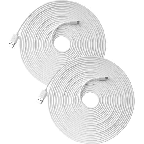 Paquete de 2 cables de carga de 7 m (23 pies) para Wyze Cam Pan, Wyze Cam V3, Wyze Cam Pan V2, la cámara doméstica Yi Dome, Nest Cam y Cloud Camera. Carga de larga duración para mayor seguridad. (1/5)