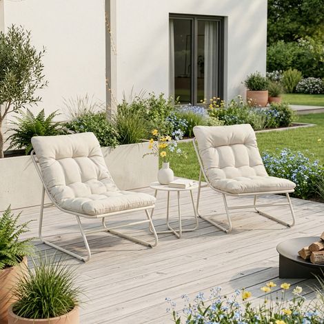 Salon de jardin 3 pièces Malmö acier beige casa.pro (1/5)