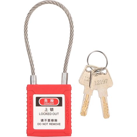 Ortviai Cadenas de Sécurité avec Câble Inox Équipement Industrial G41 Rouge Antichute pour Maintenance