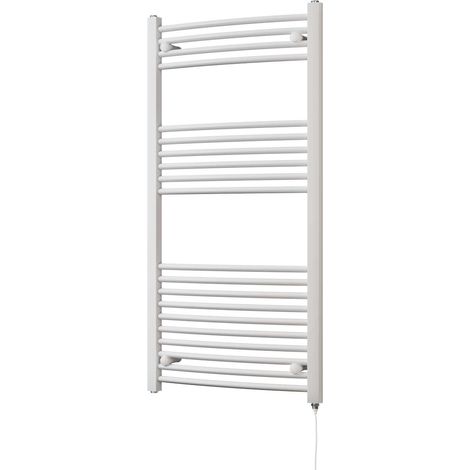 Zennor - White Electric Towel Rail H1200mm x W600mm Curved 500w Standard (1/3)