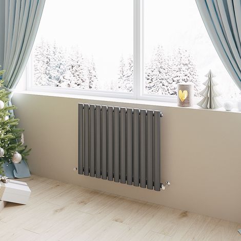 Acezanble Horizontal Oval Column Radiator Central Heating Rad 600x767mm Single Anthracite