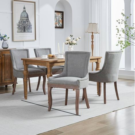 Pack de 2 sillas de comedor ajustables de madera y tela gris 61 x 55 x 92,5 cm FloraGrace (1/5)