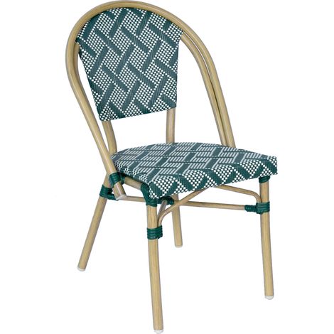 Chaise de terrasse style bistrot parisien en aluminium vert foncé (1/5)