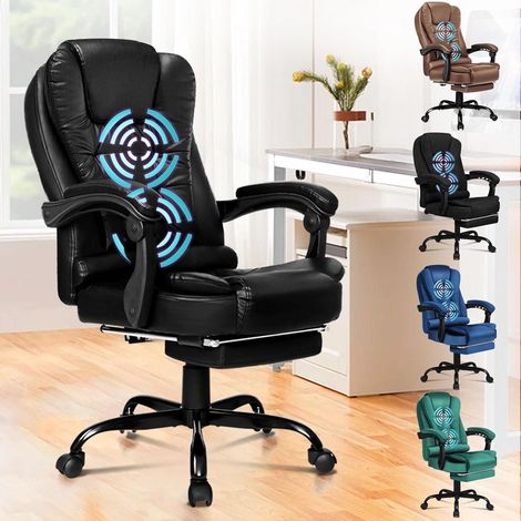 Bürostuhl Massagefunktion Fußstütze 150Grad Gamingstuhl Masg Schwarz (1/5)