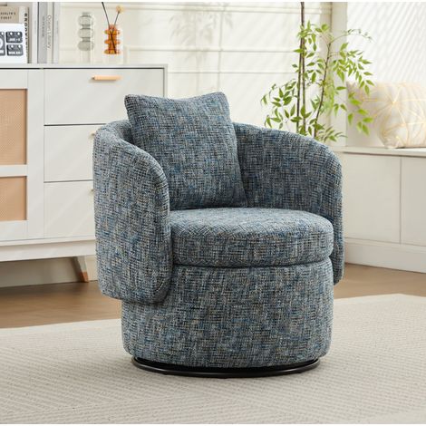 Drehsessel aus Chenille in Blau mit verstecktem Stauraum, 72 x 66,5 x 76 cm (1/5)