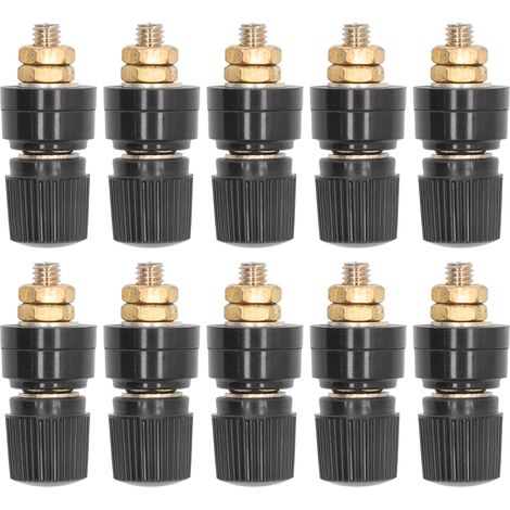 10Pcs Bornes de Liaison Laiton Massif M6 Vis Banane Douilles Noires (1/5)