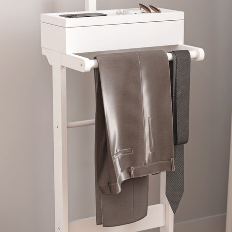 Portant blanc pliable avec compartiment organiseur de rangement (1/4)
