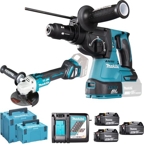 Makita – Ensemble d'outils électroportatifs 18V DLX2256TJ1 – 2 outils : perceuse DHR243Z et meuleuse DGA513Z – 2 batteries 5Ah – Moteur sans balais (1/8)