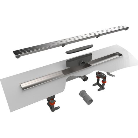 Easy Drain Compact FF caniveau de douche plaque simple avec sortie latérale 6x70mm 30mm inox