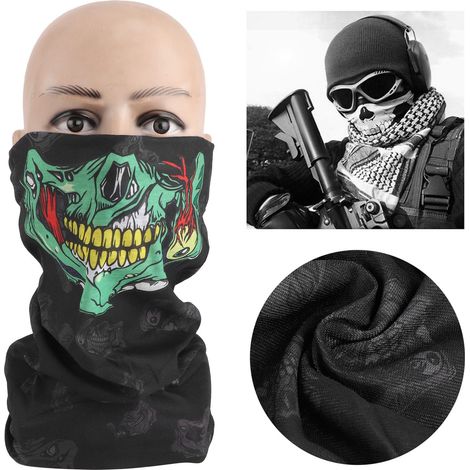 Set mit 2 nahtlosen, schädelförmigen Motorradmasken in verschiedenen Farben (1/5)