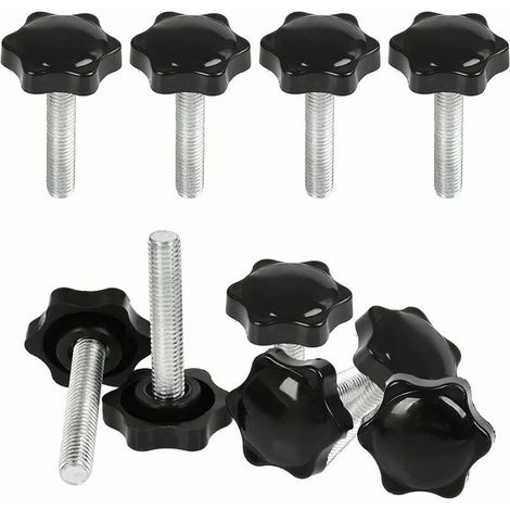 10Pcs Boutons de Serrage M8 X 40mm Vis à Tête Moletée, Bouton à Main Fileté Ecrou en Etoile Boulon de Serrage de Filetage M8 avec Ecrou, Boutons de Serrage de Filetage avec Poignée