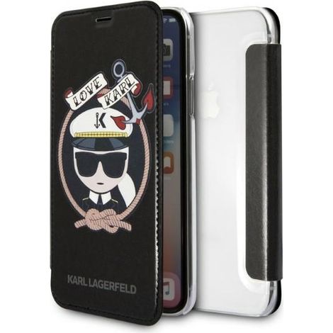 Karl Lagerfeld klflbkpxksb iPhone X/Xs schwarz/schwarzes Bücherregal Signature Glitter (1/5)