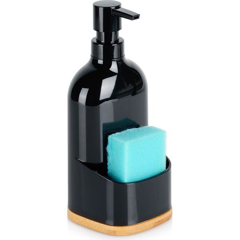 Spülmittelspender mit Schwammhalter, schwarz, 500 ml - AquaForge (1/5)