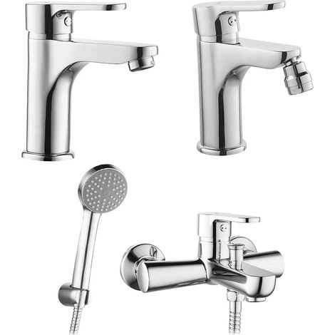 Set miscelatori cromati lavabo bidet e vasca con kit doccia Paco (1/5)