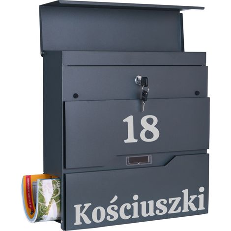 Cassetta postale Vidar color antracite con iscrizioni