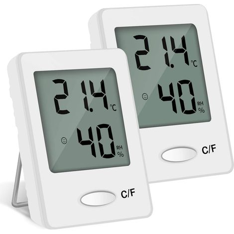 2PCS LCD Thermomètre Hygromètre Interieur Numérique Température Humidité de Haute Précision Portable (blanc)-Fei Yu (1/5)