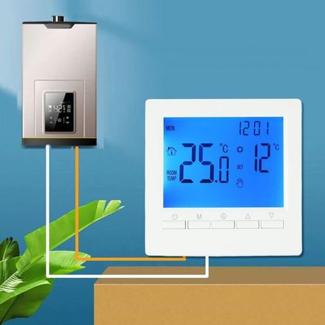 1 régulateur de température ambiante numérique, chauffage d'ambiance, température programmable hebdomadaire (5-90°C), sécurité enfant (1/4)
