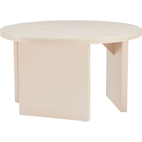 Table basse effet bois ronde diam 80 cm crème
