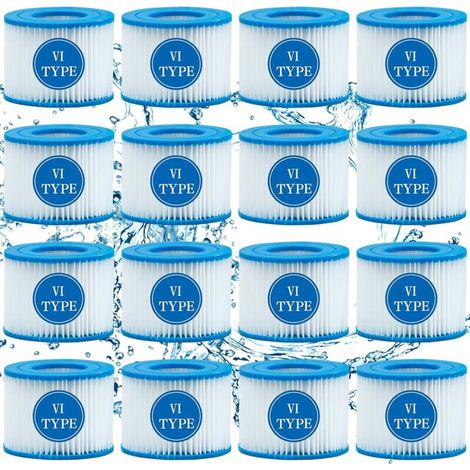 Lot de 16 cartouches filtrantes VI. type VI pour filtres de spa Bestway Flowclear. pour SaluSpa 90352E. cartouches filtrantes pour spas Miami. Vegas. Monaco (1/5)