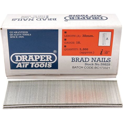 Draper 59829 38Mm Brad Nails (5000) (1/2)