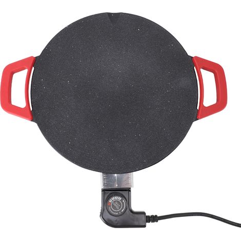 Poêle à gril électrique ronde de 30cm, conception Concave, revêtement antiadhésif, bouton de température, plaque de réglage, prise ue, 220V (1/5)