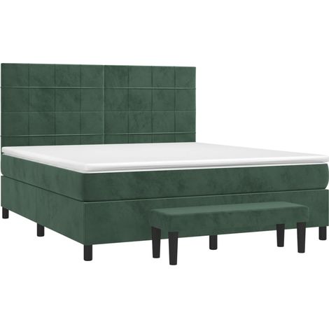 Giroletto a Molle con Materasso Verde Scuro 180x200 cm Velluto vidaXL (1/4)