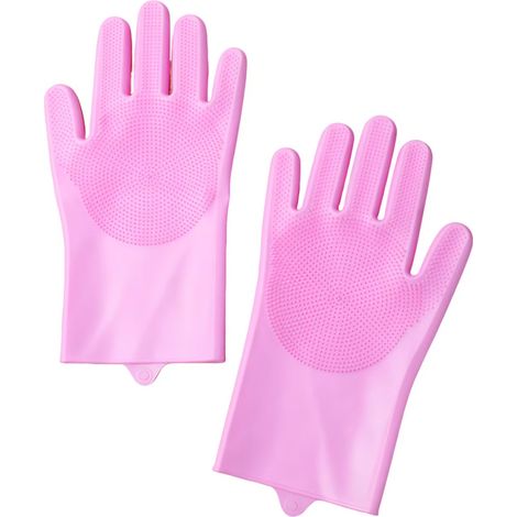 Rosa Fellpflegehandschuhe für Haustiere, 28 x 16 cm, 1 Stück, Fünf-Finger-Zahnarzthandschuhe aus Silikon zum Reinigen und Massieren (1/5)