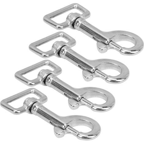 Set mit 4 Vierkant-Karabinern, Edelstahl-Haken mit einfacher Schlaufe für Haustiere, für Geldbörse oder Rucksack, 73 mm / 2,9 Zoll, 100 kg / 220,5 lb (1/5)