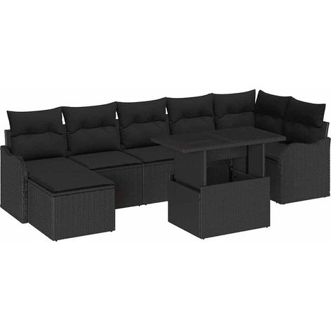 Maison Exclusive - Garten-Sofa-Set mit Kissen 8 pcs Schwarz Poly